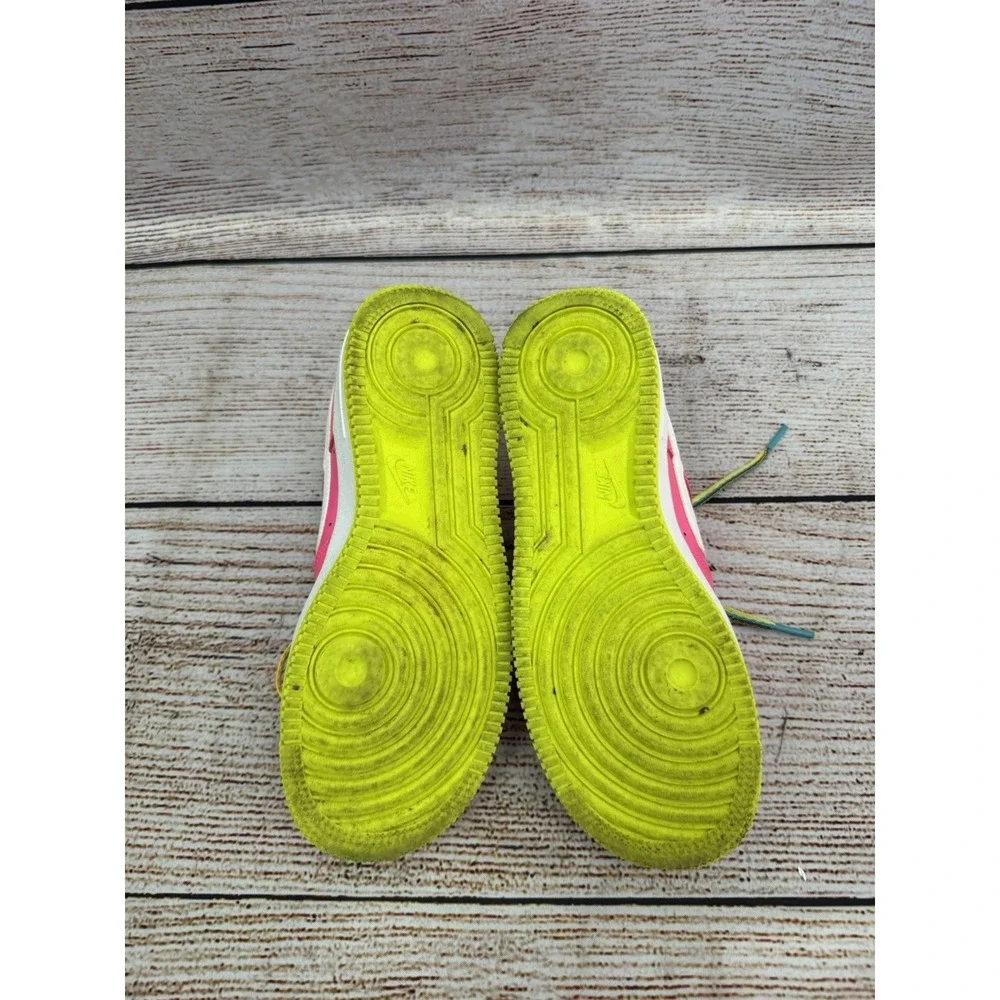 Nike Air Force 1 Low GS Pink Blast Volt Shoes Size 4Y CW5761-600 Used